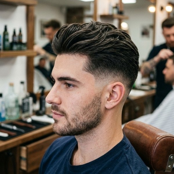 Long Layered Crew Cut with High Taper Fade