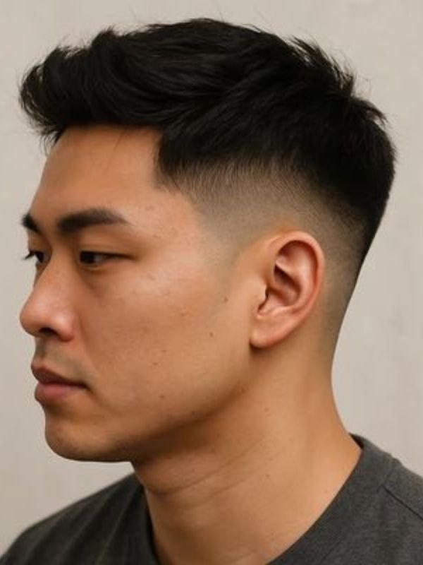 Asian Low Taper Fade Quiff Haircut