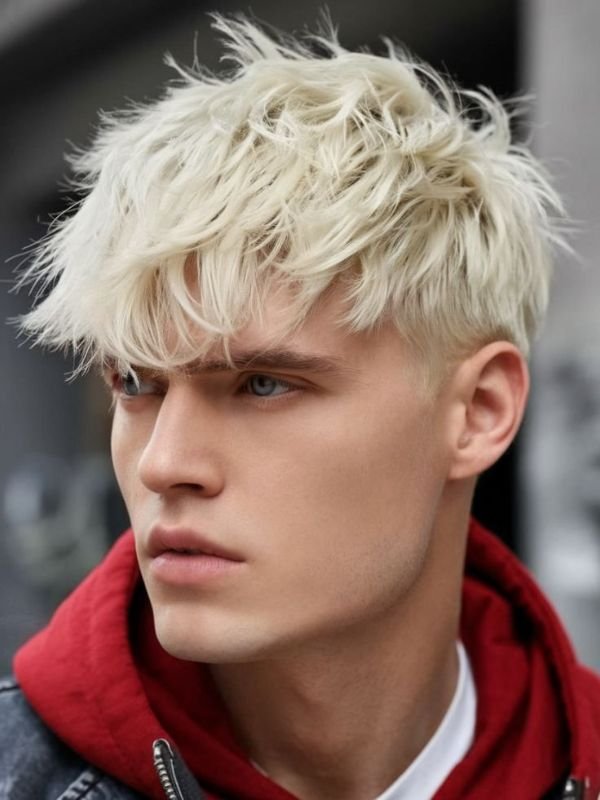 Blonde Low Taper Fade Straight Hair