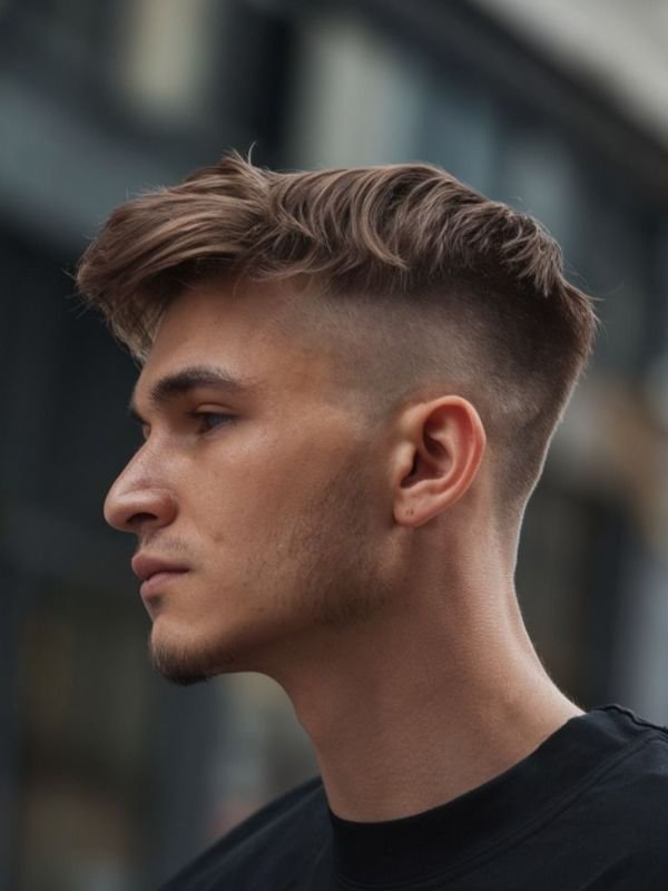 Wavy Style with Low Taper Fade Straight Hair