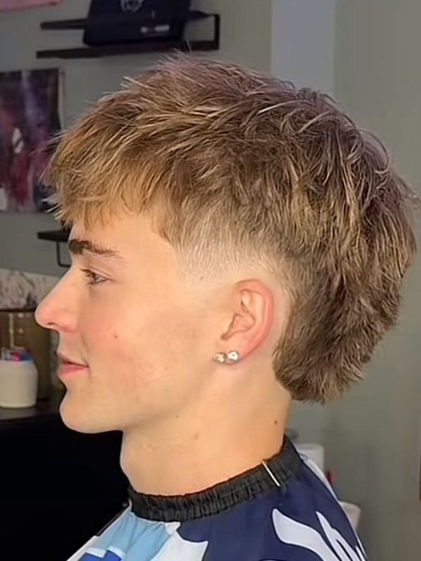 Textured Modern Mullet with Low Taper Fade