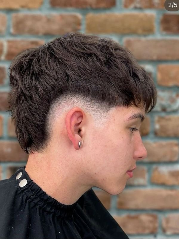 Low Taper Fade Modern Mullet Haircut Male