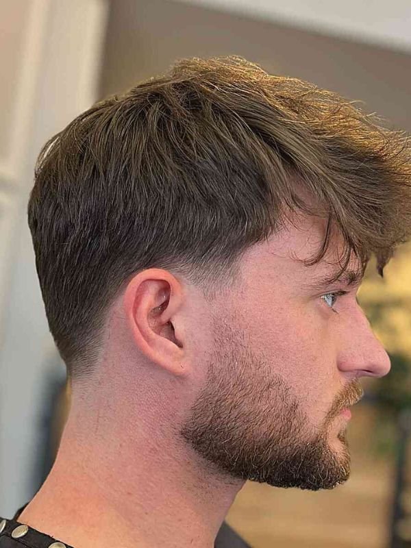 White Male Low Taper Fade Straight Hair