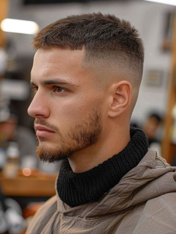 Buzz Cut with Beard and Low Taper Fade