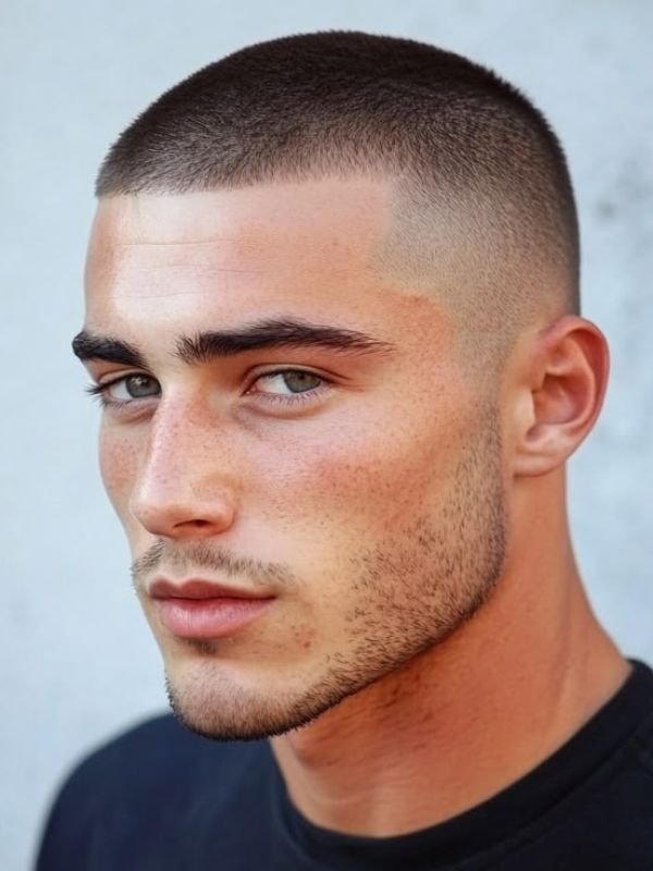 Buzz Cut with Sharp Edge Up