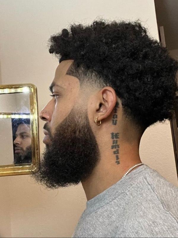 Curly Hair with Beard Fade