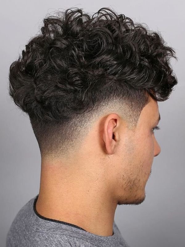 Curly Low Taper Fade Caesar Cut