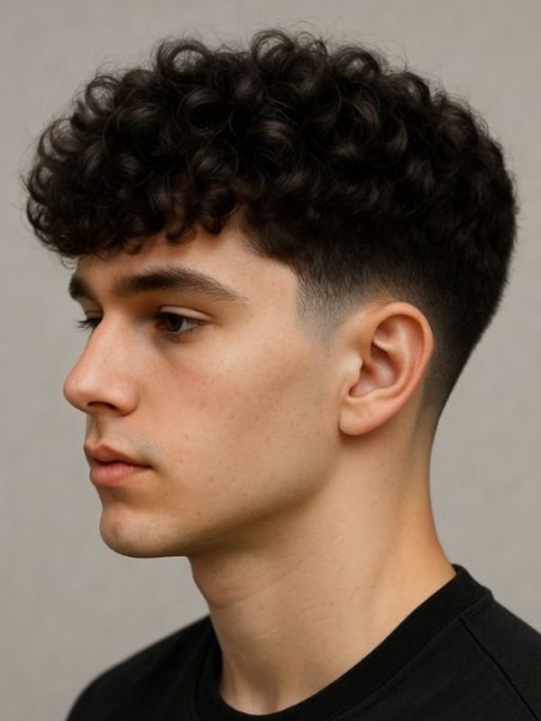 Curly Low Taper Fade Fluffy Hair