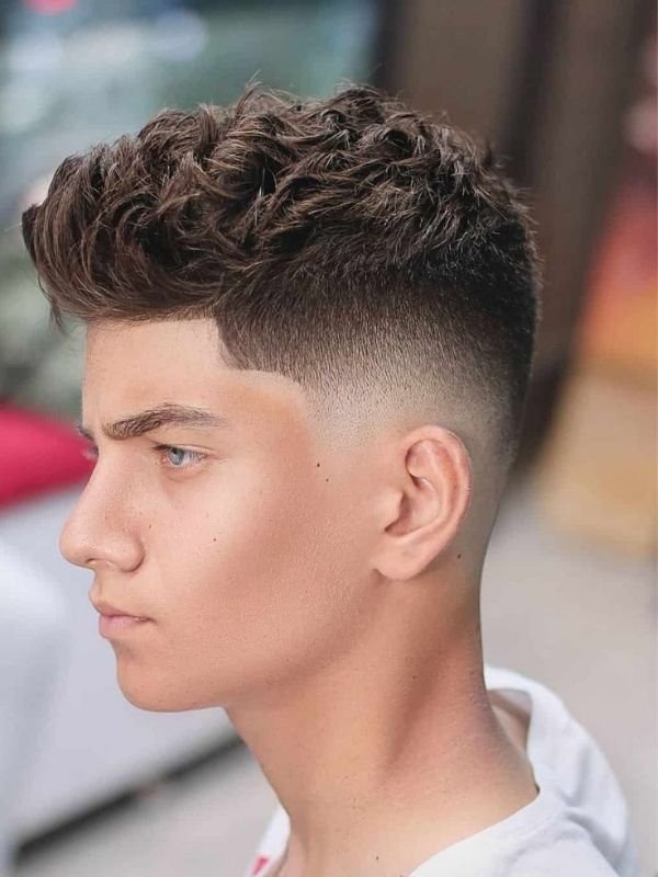 Curly Quiff with Low Fade