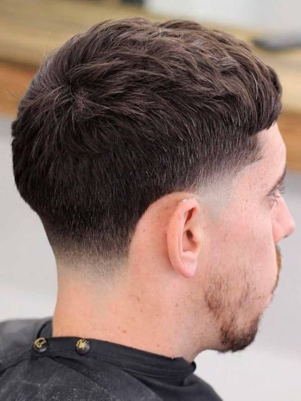 French Crop Low Taper Fade Black Haircut