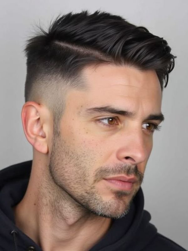 Layered Low Taper Fade Side Part