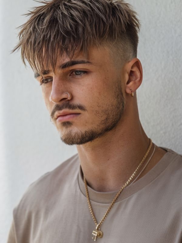 Long Fringe Caesar Cut with Low Taper Fade