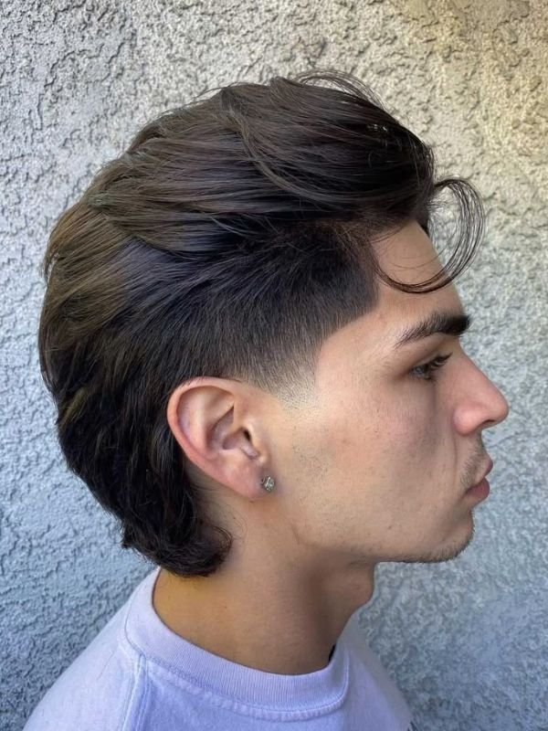 Long Low Taper Fade Straight Hair