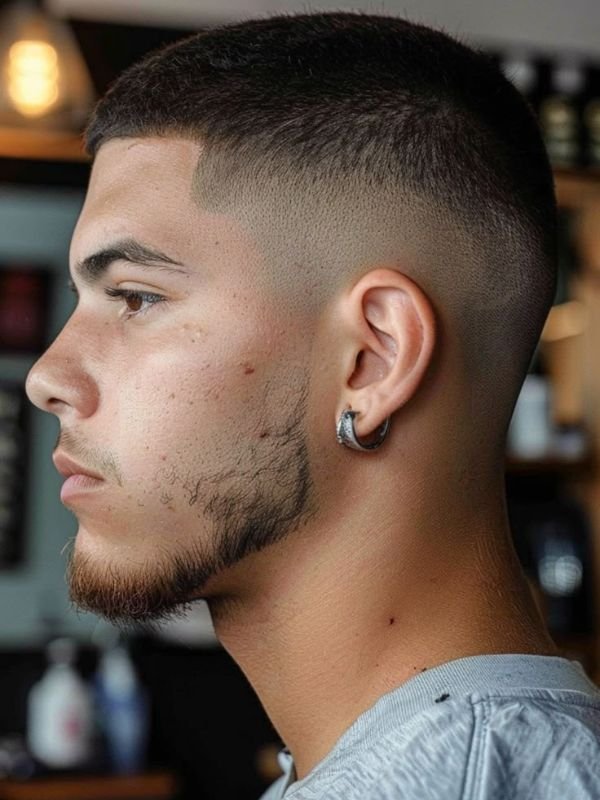 Low Taper Fade Buzz Cut for Hispanic Men