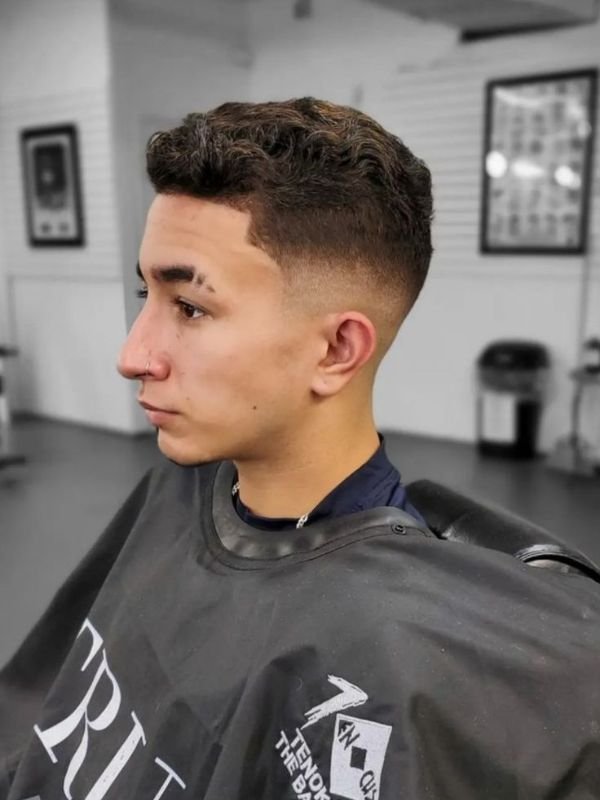 Low Taper Fade Buzz Cut with Hair Design