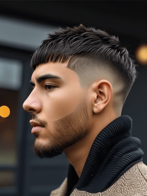 Low Taper Fade Caesar Cut with Natural Texture