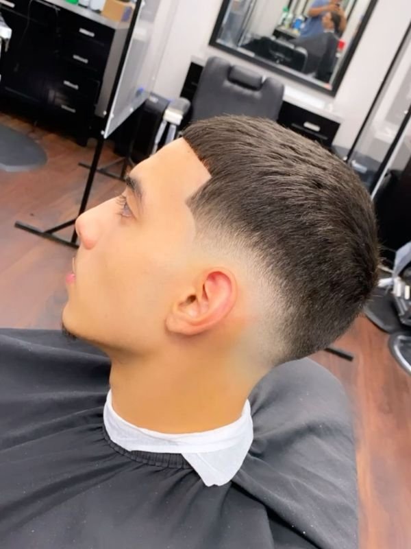 Low Taper Fade Caesar Cut with Skin Fade Finish