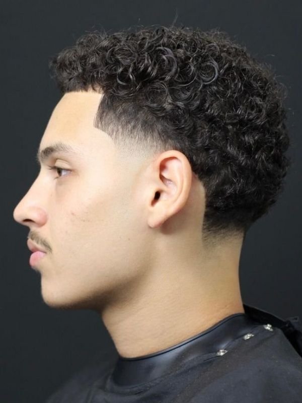 Low Taper Fade Curly Hair Short