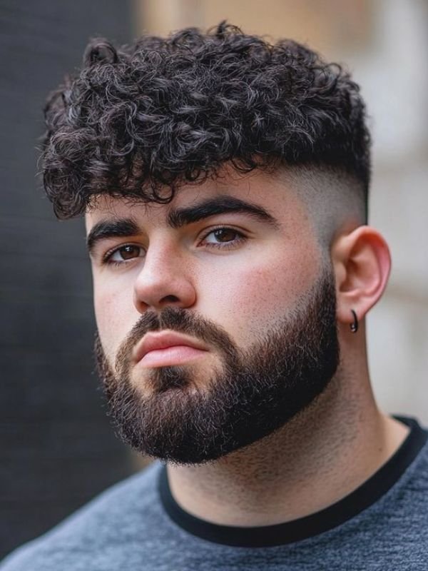 Low Taper Fade Fluffy Hair with Beard