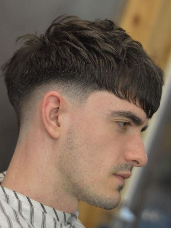 Low Taper Fade French Crop Haircuts with Fringe