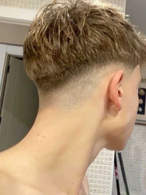 Low Taper Fade French Crop with Hard Part