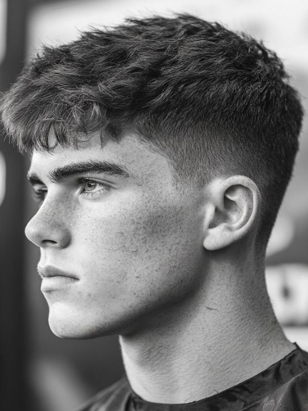 Low Taper Fade French Crop with Line Up