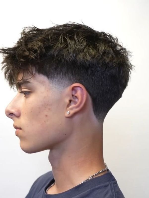 Low Taper Fade French Crop with Textured Fringe