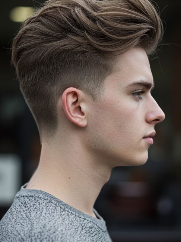 Low Taper Fade Middle Part for Teen Boys