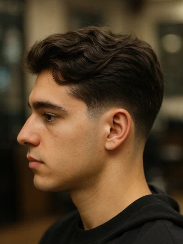 Low Taper Fade Middle Part with Beard