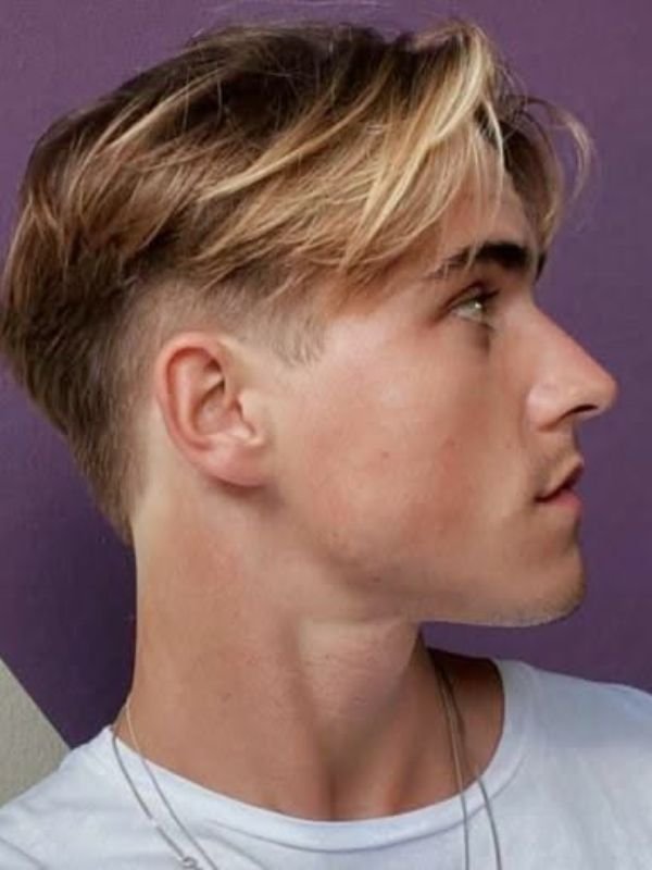 Low Taper Fade Middle Part with Curtains
