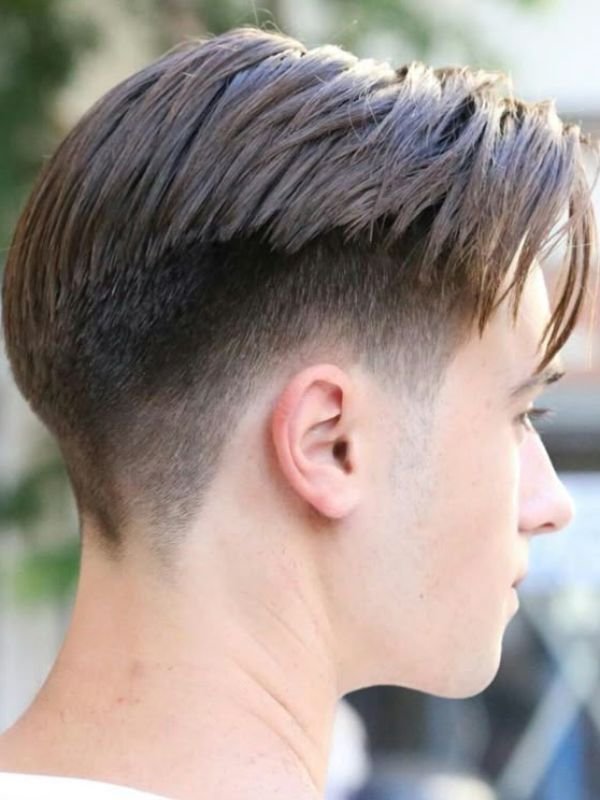 Low Taper Fade Middle Part with Volume