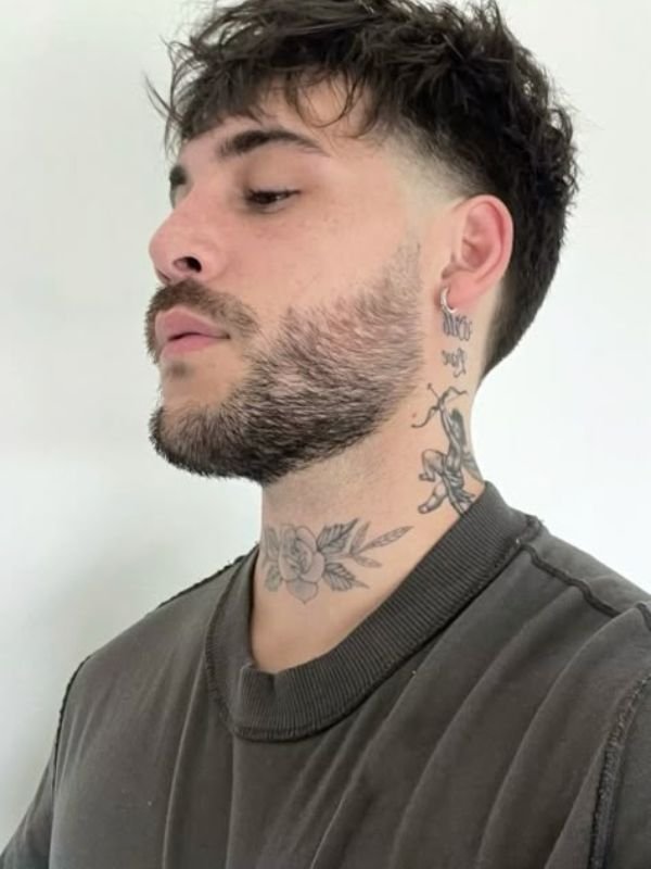 Low Taper Fade Modern Mullet with Beard