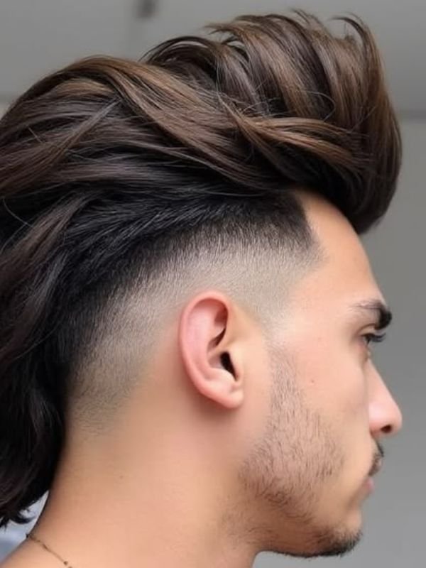 Low Taper Fade Mullet Straight Hair