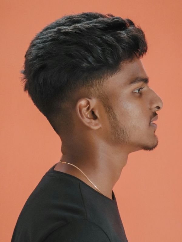 Low Taper Fade Quiff with Line Up
