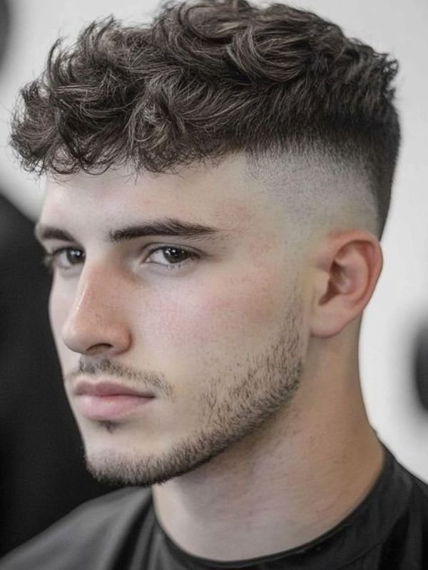 Low Taper Fade Textured Crop Haircut Curly