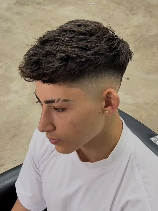 Low Taper Fade Textured Crop Haircut Short