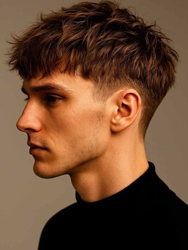 Low Taper Fade Textured Crop Haircut Straight Hair