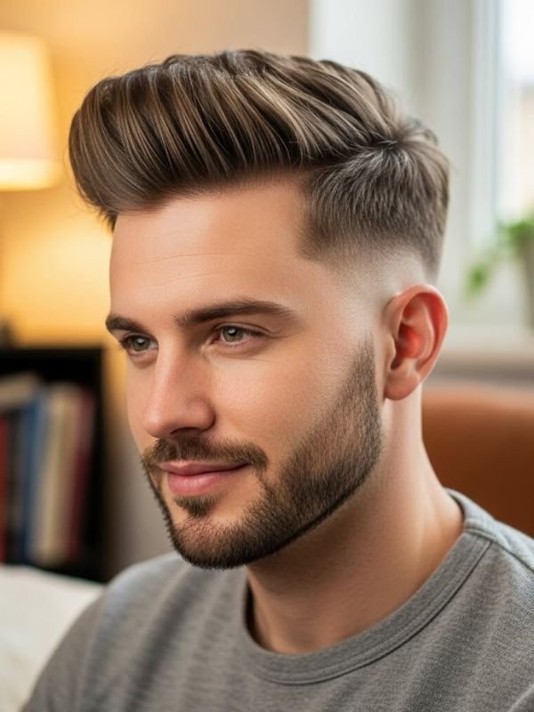 Low Taper Fade Textured Crop with Beard