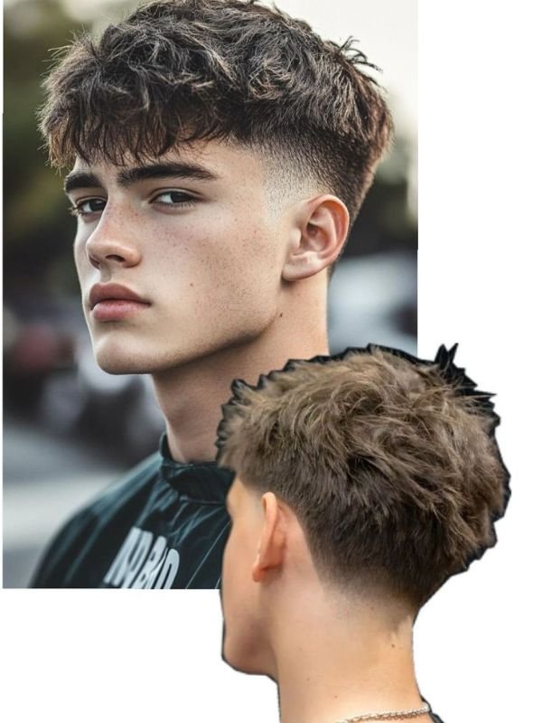 Low Taper Fade Textured Crop with Hard Part