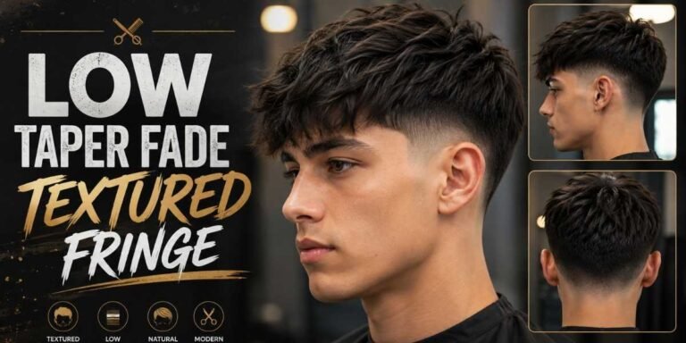 Low Taper Fade Textured Fringe