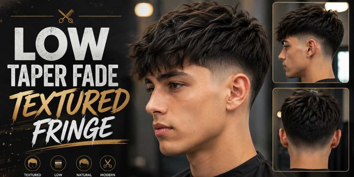 Low Taper Fade Textured Fringe