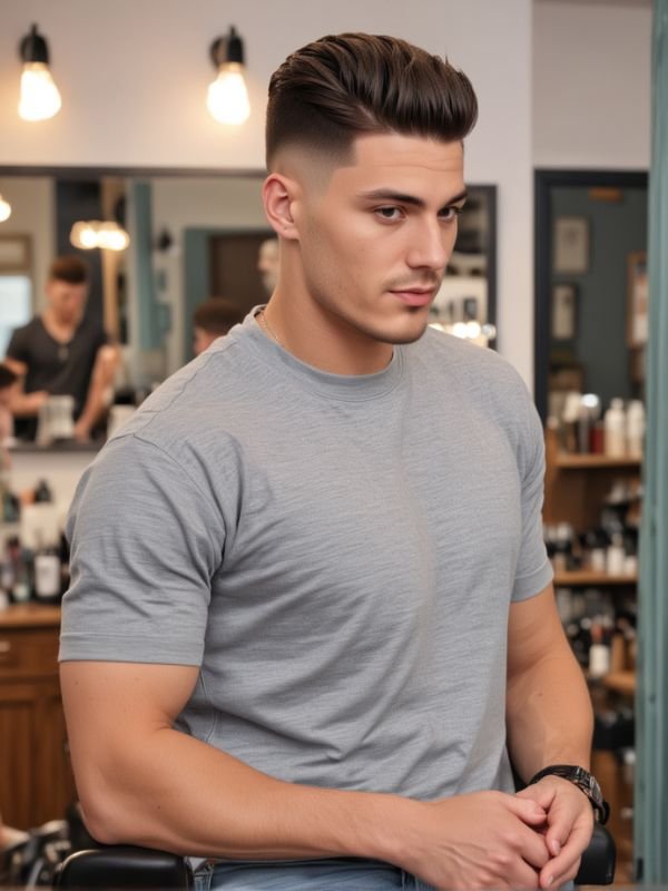 Matte Finish Low Taper Fade Quiff Haircut
