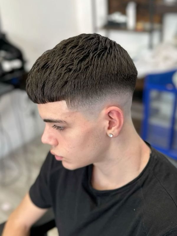 Messy French Crop Low Taper Fade