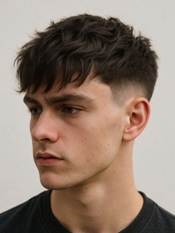 Messy Fringe Low Taper Fade Straight Hair