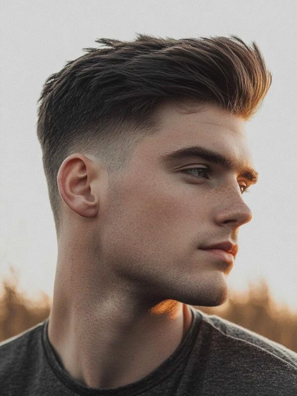 Modern Low Taper Fade Quiff Haircut