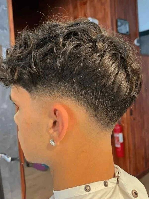 Side Part Curly Fade