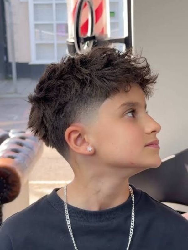 Teen Boy Low Taper Fade Modern Mullet Haircut