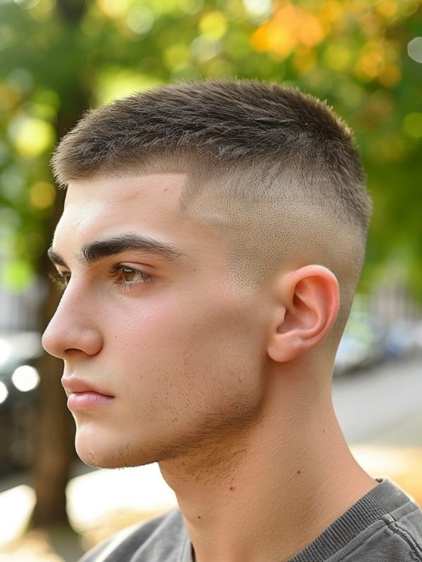 Textured Low Taper Fade Buzz Cut