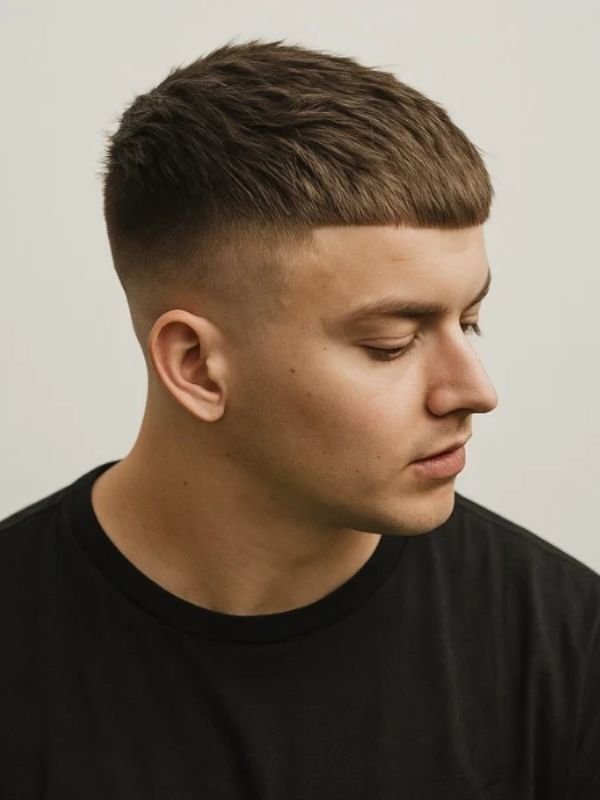 Textured Low Taper Fade Caesar Cut