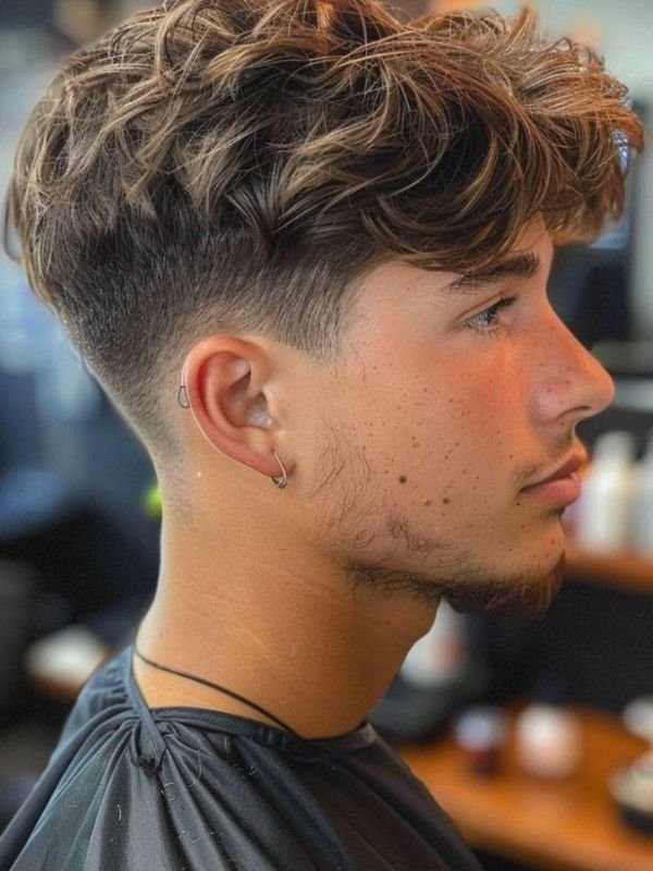 Textured Low Taper Fade Middle Part